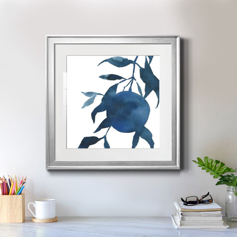 Indigo Oranges I-Premium, reproduction encadrée - prête à être accrochée, H 26,5 po x l 26,5 po x P 1,5 po, Blanc