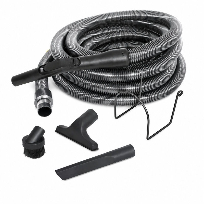 Ensemble d'aspiration centralisée CLEANFORCE de 9 mètres pour garage – Compatible avec les prises d'aspiration centralisée standard.