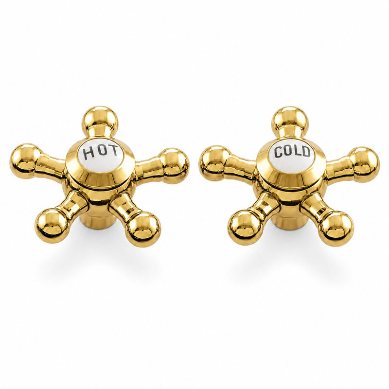 Paire de poignées à 5 rayons Strom Living P0475 avec boutons en porcelaine bronze huilé non laqué, Laiton ultra enduit