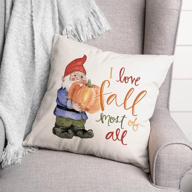  Housse et insert de coussin carré Fall Gnome, 18 po x 18 po