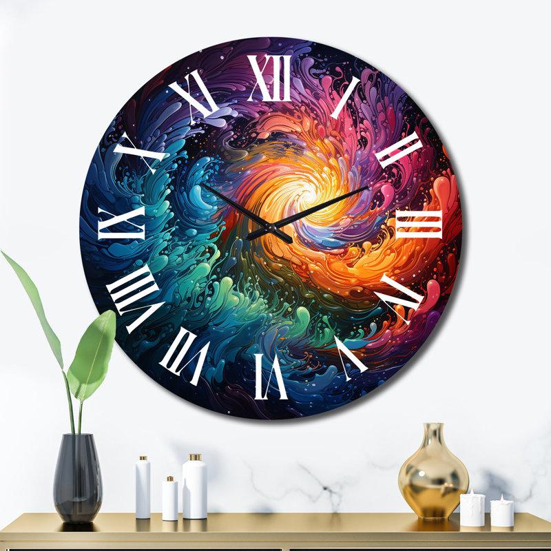 Neon Spin I - Abstract Spirals Wall Clock, Extra Large