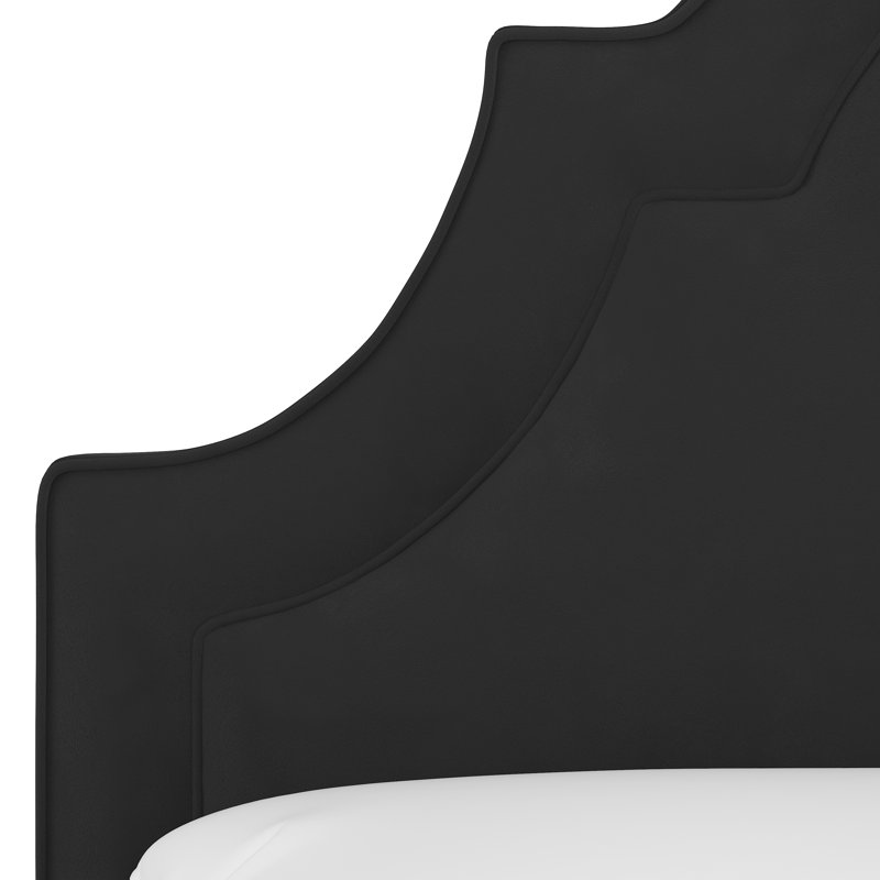 Tête de lit tapissier en velours Aurella, Velours performance noir classique, Simple