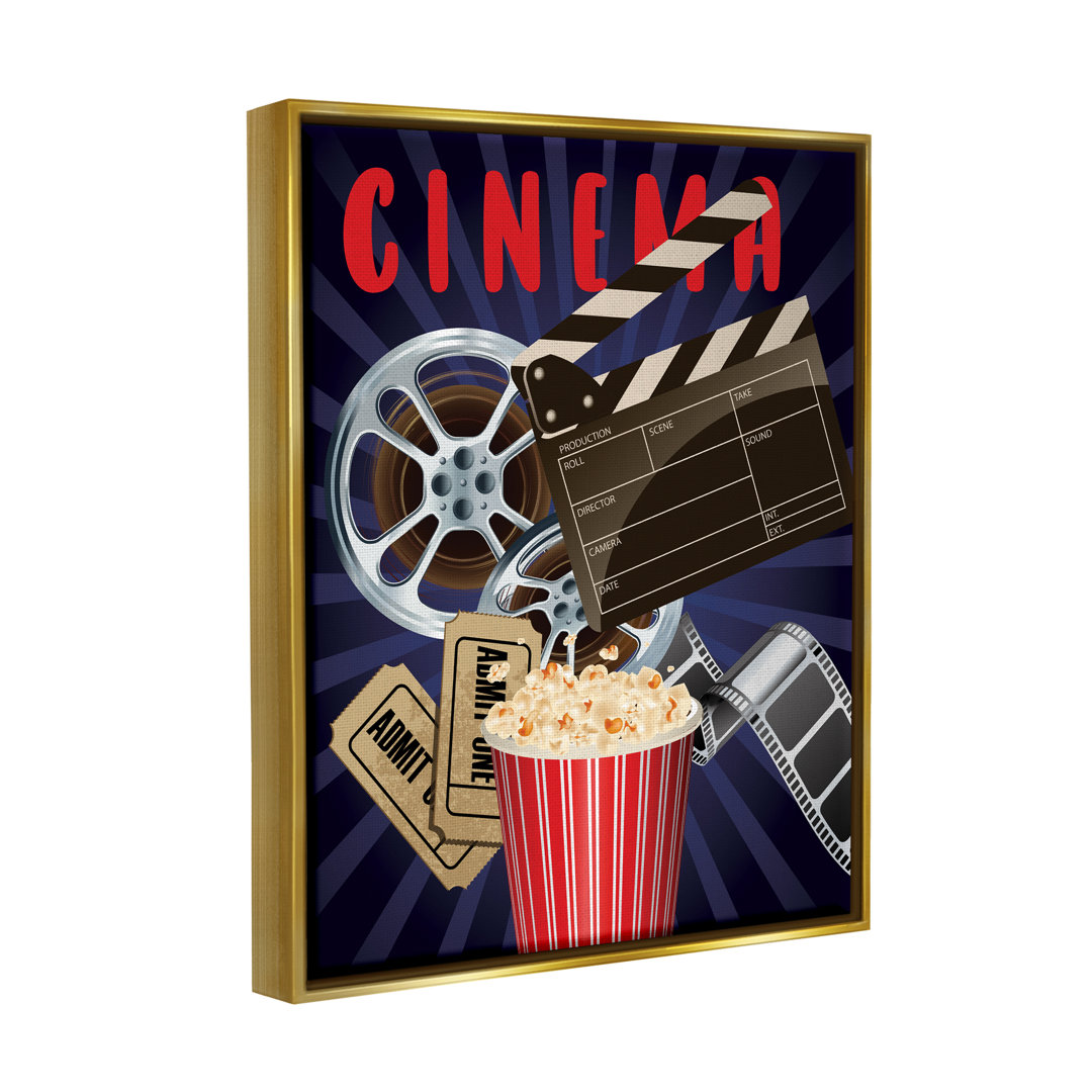 " Cinema Movie Reel Popcorn Entertainment Sign " by Yvonne Coleman Burney Stupell Industries