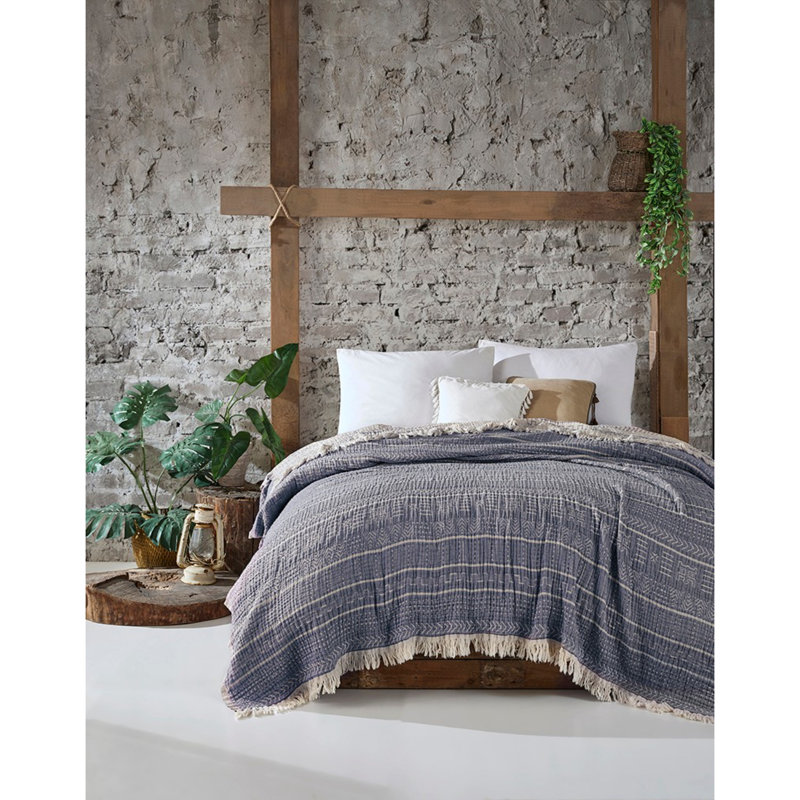 Couvre-lit / couvre-lit 100% coton Jaxon, Bleu marine