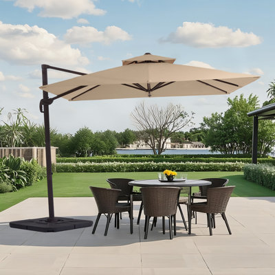 Deboah Outdoor Patio Cantilever Umbrella  Swivel Double Top Square Umbrella
