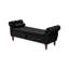 Le banc repose-pieds rectangulaire en velours de 63,38 po est doté de pieds en bois massif avec boucle en cristal et d'un coussin, noir