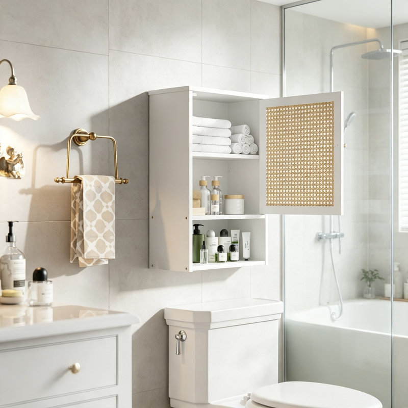 Bamboo Bathroom Cabinet, Painted