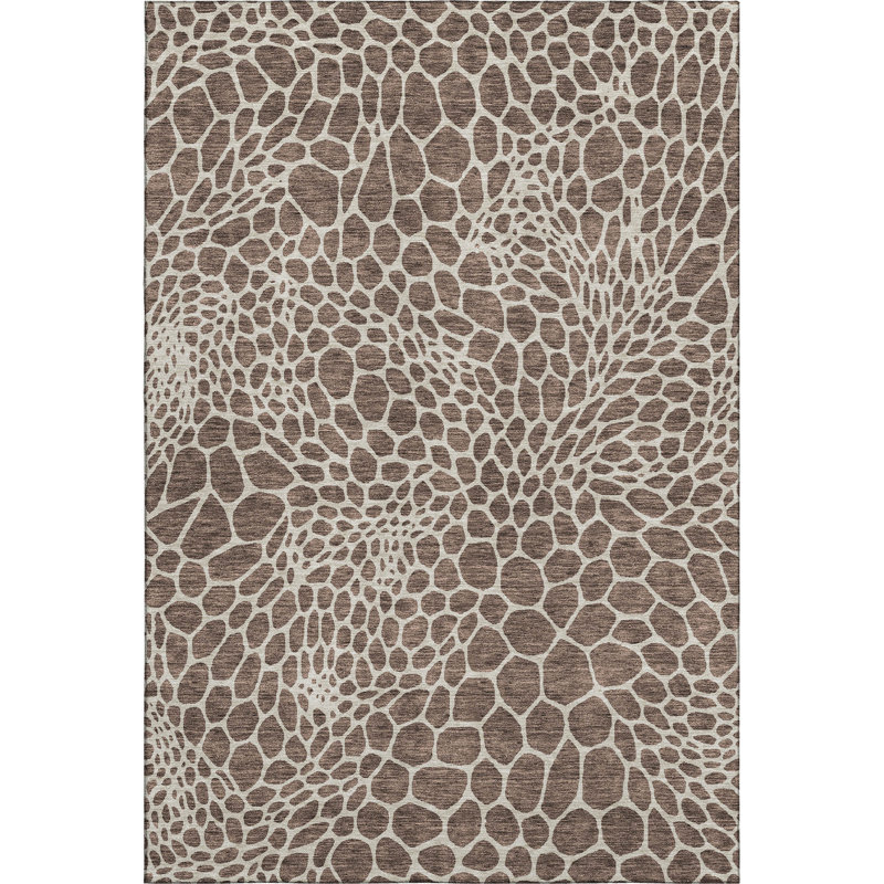 Premium Machine Washable Prisco Brown Rug, Rectangle 3' x 5'