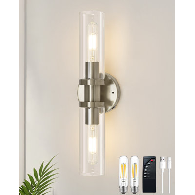 Applique murale rechargeable 16,5 po à intensité variable avec télécommande et ampoules