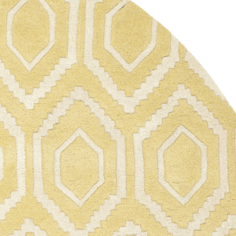 Deedie Hand Tufted Wool Geometric Rug, Round 7'