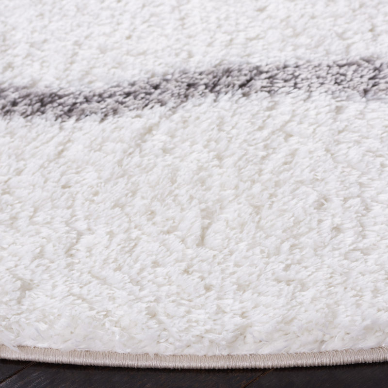 Tahoe Gray and White Geometric Shag Runner Rug