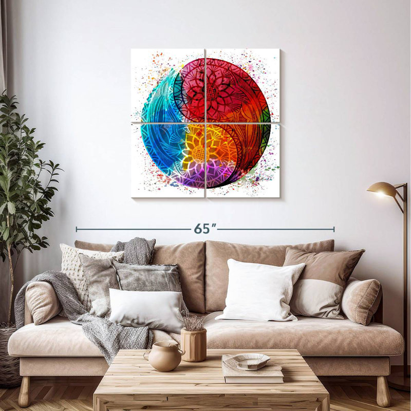 Symbole Kerrick du Yin Yang coloré, H 38 po x l 38 po