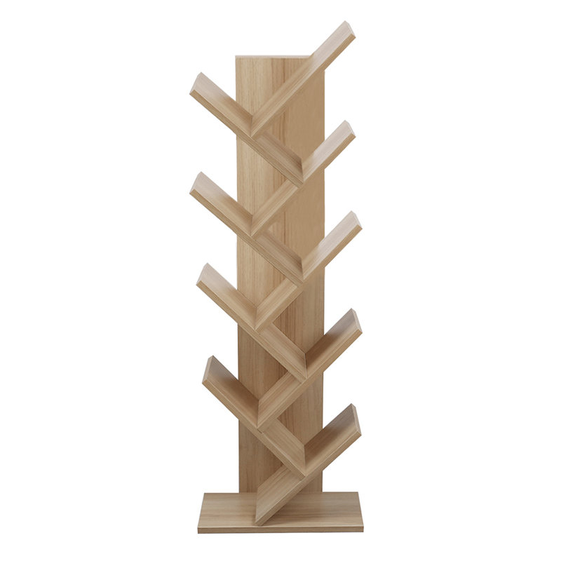 Aerowyn Geometric Bookcase, (9 Shelves) 132cm. H x 40cm. W x 21.6cm. D, Natural