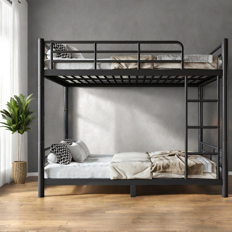 Grands lits superposés peu encombrants, convertible moderne en métal noir pour la maison