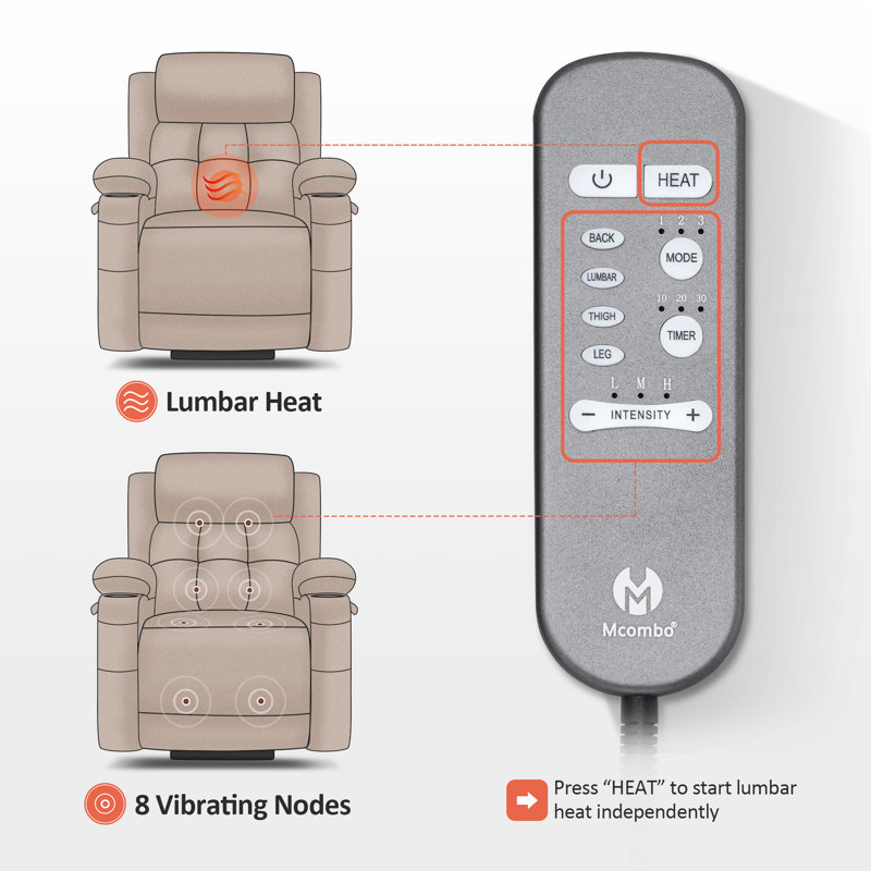 Coolkeeran Lay Flat Dual Motor Power Recliner Lift Chair with Heat and Massage, Infinite Position, Dark Brown Faux Leather