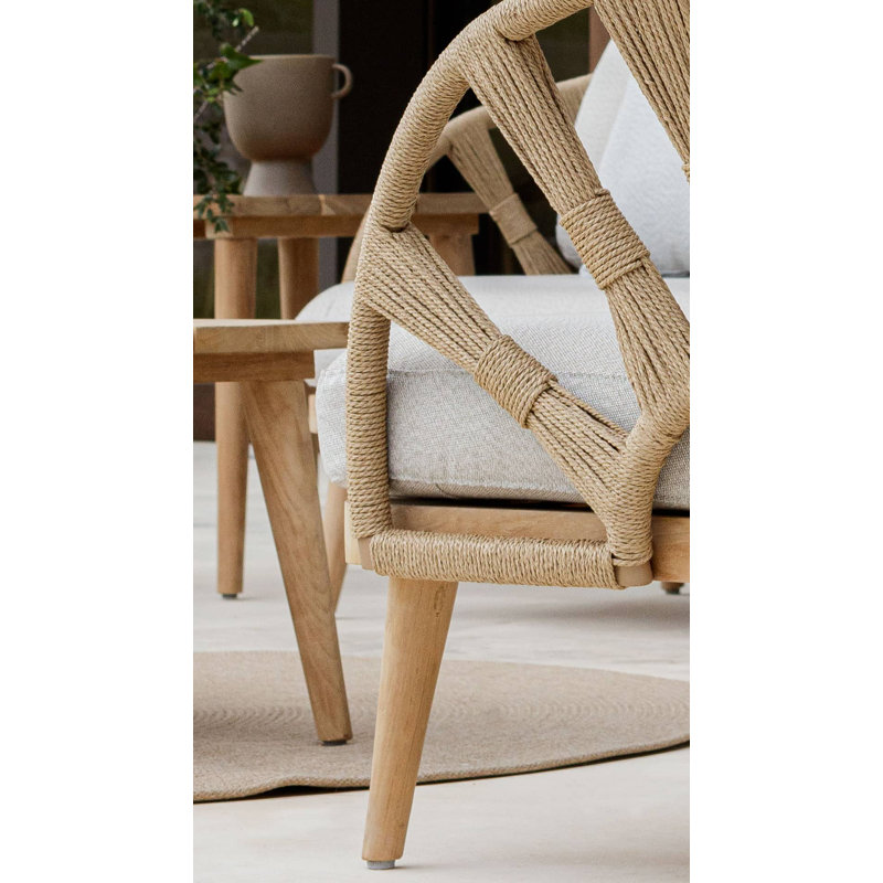 Krabi Outdoor Teak Lounge Chair, Canvas Natural Sunbrella® Canvas
