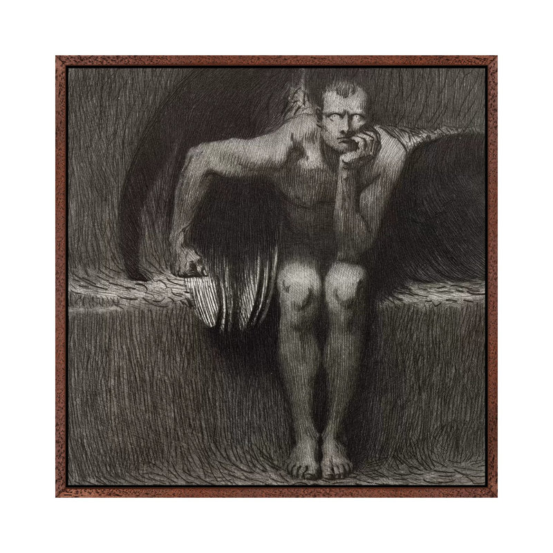 Lucifer, 1892 1 Piece Painting on Canvas, 66.04cm H x 66.04cm W x 3.81cm D, Classic Brown Wood Framed