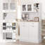 Armoire de cuisine 68 "avec station de charge, 2 armoires à ordures inclinables et support à micro-ondes, bois-1102957339