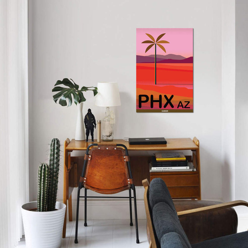 «Phoenix Travel Poster», publicité sur toile, H 18 po x l 12 po x P 1,5 po, Toile tendue, Pas de tapis