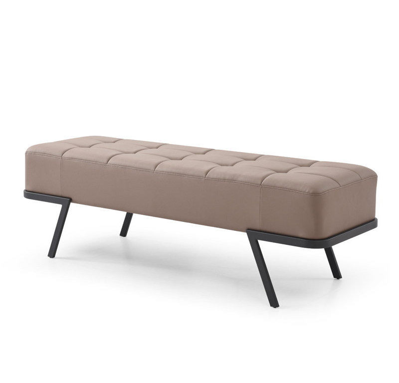 Banc en similicuir taupe et noir de 57 po Kendrix, Taupe