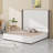 Tall Headboard Upholstered Bed With Vertical Striped And Wingback Design