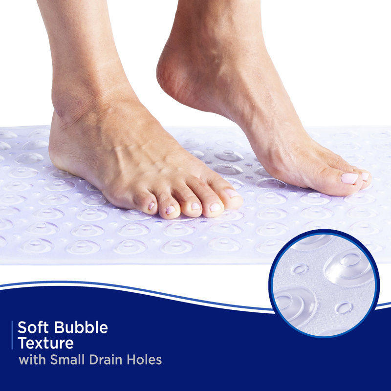 Kenney Microban Protected Bubble Bath Mat, 26.75" L x 14.5" W, Clear