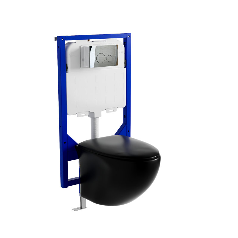 Hickerson Toilet Bowl, Wall Huang Toilet with Soft Closing Toilet Seat With Lid , Back to Wall Toilets