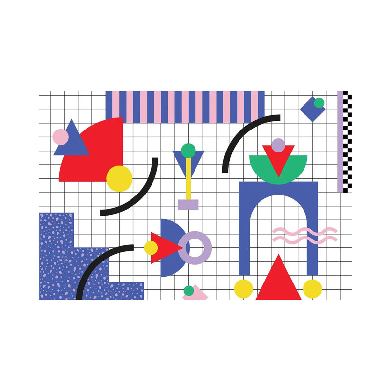 Motif de Memphis 88 - années 80/90 rétro - reproduction d'art mural - toile tendue, H 18 po x l 26 po, Toile tendue