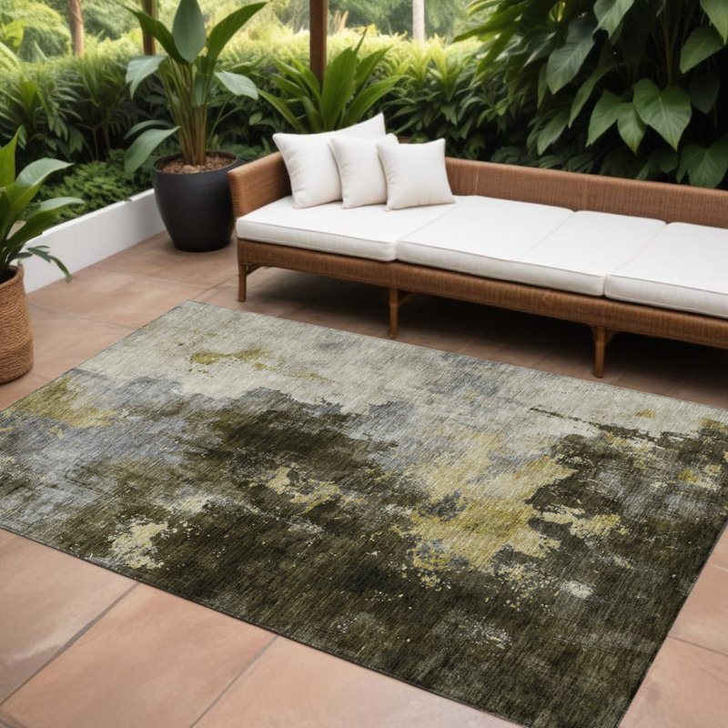 Tapis d'extérieur intérieur lavable abstrait 8 pi x 10 pi HomeRoots