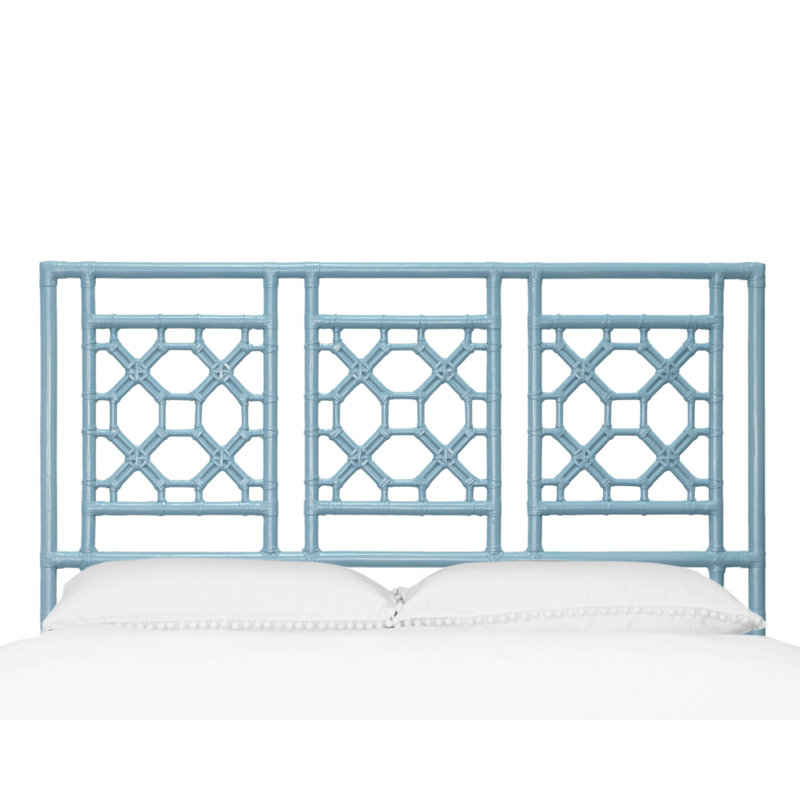 Rattan Open-Frame Headboard, Queen, Pool Blue