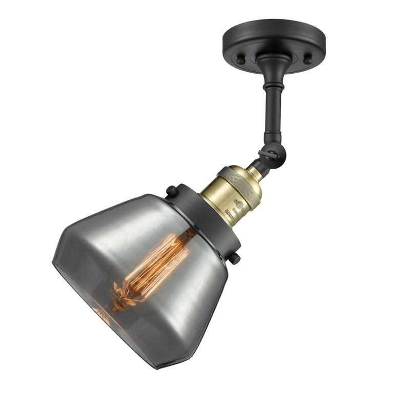 Rivka Glass Semi Flush Mount, No Bulb Included, Plated Smoked, Black Antique Brass