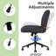 Wide Seat Cross Legged Office Chair,Armless Office Chairs with Wheels, Adjustable Height&Titlt Vanity Chairs Swivel Desk Chair,Ergonomic Mid Back Computer Chair for Bedroom Office (Black)