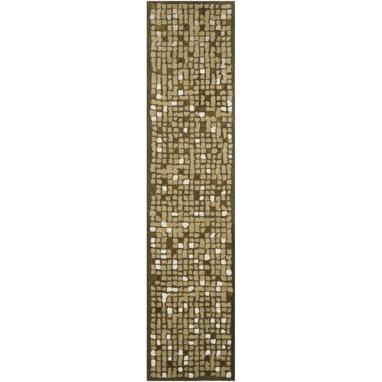 Martha Stewart Hand Tufted Wool/Viscose Geometric Rug in Tea Green