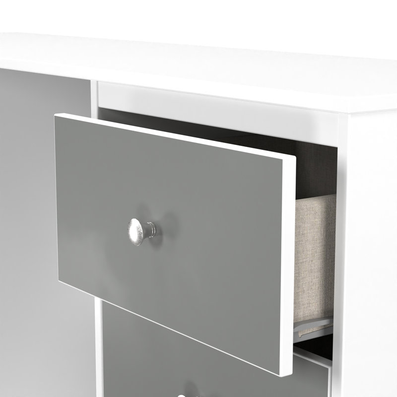 Bhargavi 6 Drawer Kneehole Desk  (Ready Assembled), Uniform Grey/White