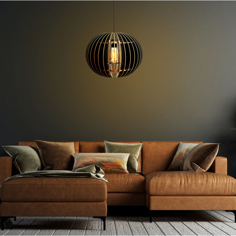 Luminaire suspendu sphère 1 lumière Willaurie, Noir, Noir