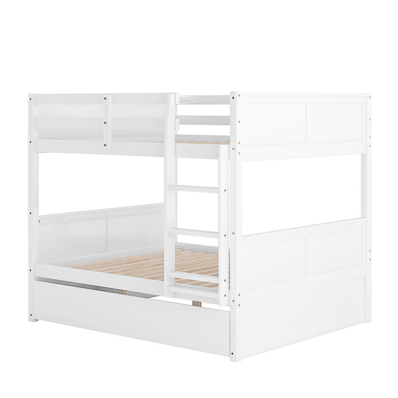 Lit superposé double au-dessus de double avec lit gigogne simple, Blanc