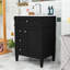 Meuble-lavabo de 24 po avec lavabo supérieur en céramique, armoire de rangement avec 3 tiroirs et tablette réglable-130144862