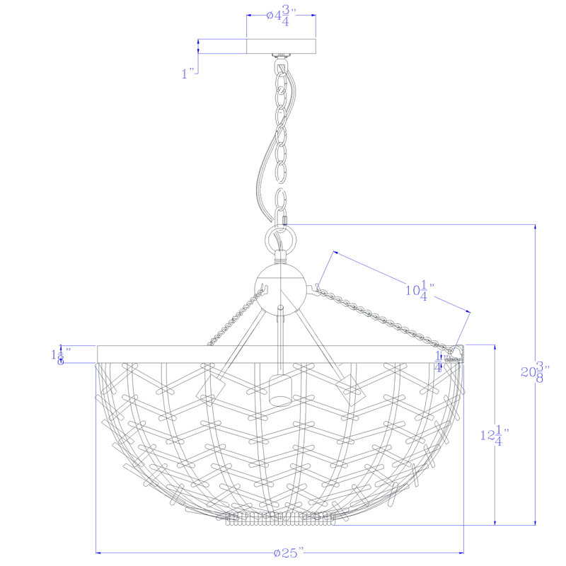Luminaire suspendu noir à 4 lumières Ayami
