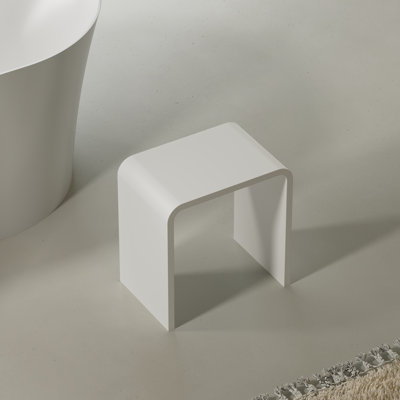  Tabouret de douche 16 po x 11 po à surface solide blanc