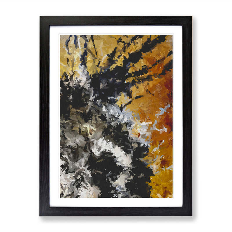 Broken Form Abstract - Wall Art, Black Framed, 66cm H x 48cm W x 2cm D, White