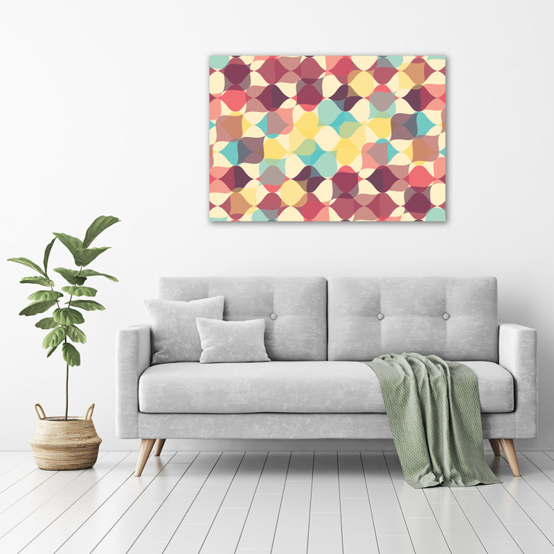 Glass Print Wall Art 100X70cm Image Printed On Glass Decorative Wall Picture Behind Toughened / Tempered Safety Real Glass For Kitchen & Living Room Theme:Geometric Background