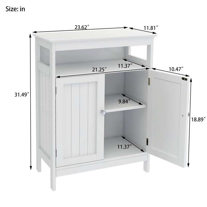 Bathroom Standing Cabinet - White, Double Shutter Doors, Strong , Painted, Copious Storage, Simple Assembly Process Painting, Abundant To Assemble