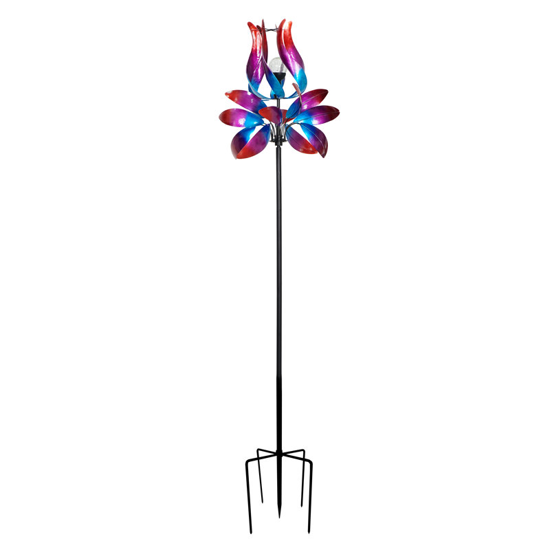 Piquet de jardin solaire en forme de tulipe rose cinétique solaire