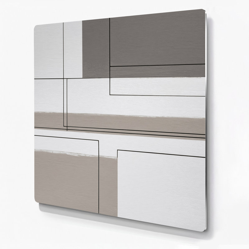 Minimalisme 17, art mural gris en métal, H 16 po x l 16 po