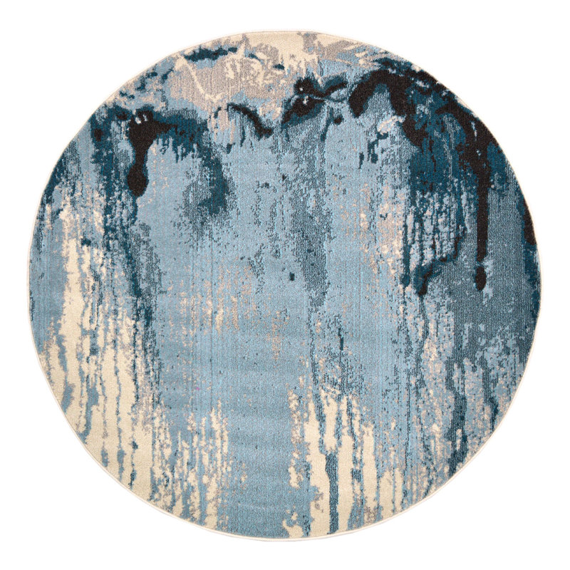 Eddins Washable Abstract Indoor Rug, Round 6'1"