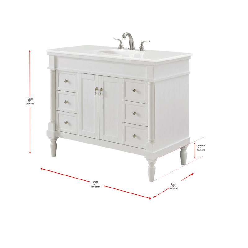 Ensemble de meuble-lavabo simple 42 po Lexington, Blanc antique, Blanc Ivoire