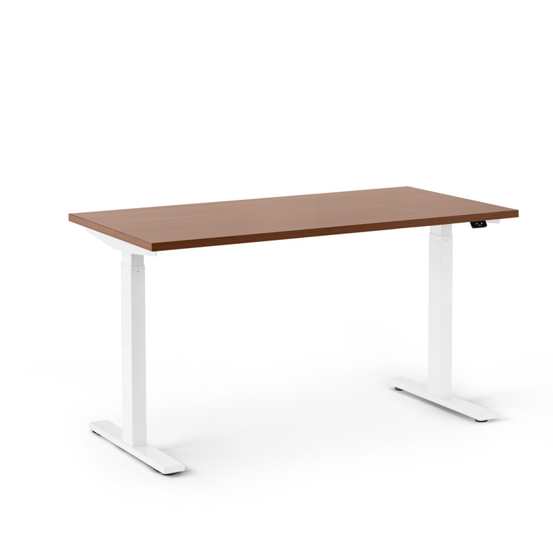 Series L 2S Adj Ht Sgl Desk, 48" H x 47.25" W x 27" D, Walnut/White