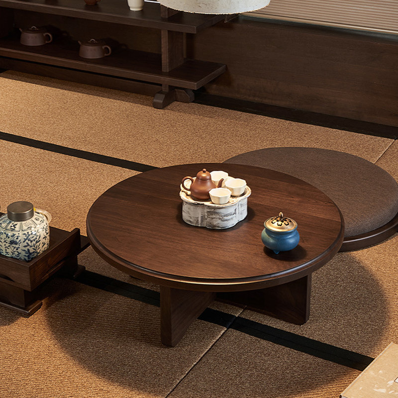 Table tatami décontractée ronde en bois massif