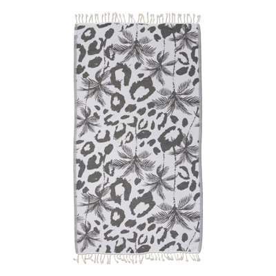 Chanyah Leopard Palm Organic Cotton Turkish Beach  Bath Towel, 36" x 66"