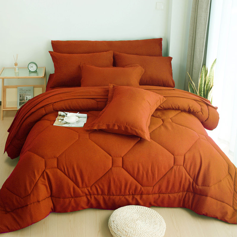 8 PCS Modern Comforter Set with Sheets All Season Bed in a Bag, Terracotta, Queen Comforter + 7 Additional Pieces